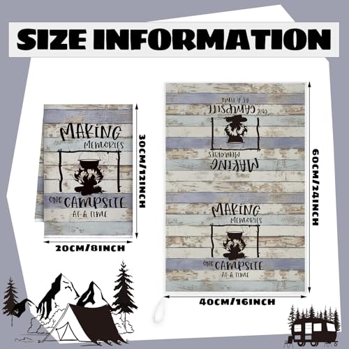 Boyiee Set of 6 Camping Kitchen Towels Happy Camper Tea Towels - color: Rustic