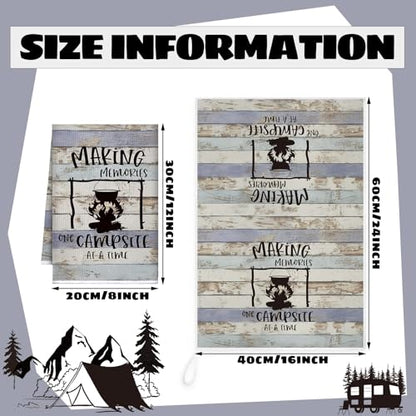 Boyiee Set of 6 Camping Kitchen Towels Happy Camper Tea Towels - color: Rustic