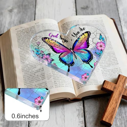 Butterfly Christian Gifts for Women Birthday Unique 6", Inspirational Religious Gifts for Mom, Friends, Coworker, Encouragement Gift for Her, Girl, Sister Bestie, Spiritual Home Decorative Acrylic Signs Plaque- Dream Blue - style: Butterfly- Dream Blue