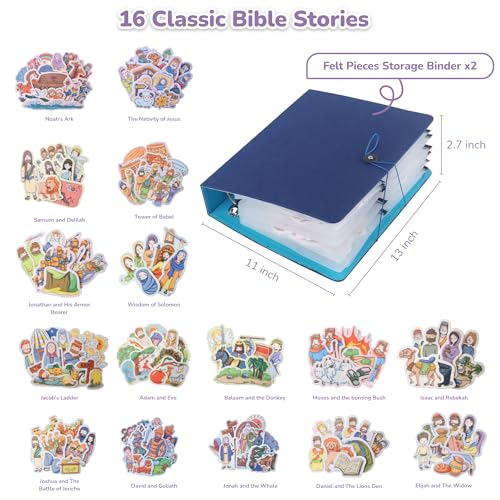 CHEFAN Felt Board Bible Stories, 16 Story Set for Kids