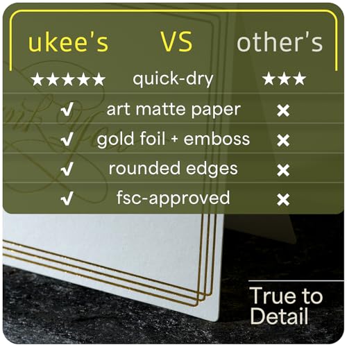 ukee's Elegant Thank You Cards, Gold Foil, 100 Cards with Envelopes