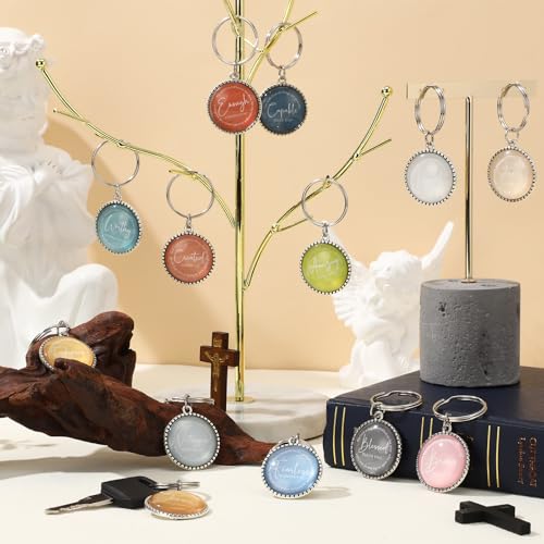 Equsion 36 Pcs Christian Keychain Bulk Mini Bible Keychains, Morandi - color: Morandi