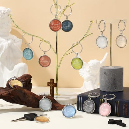 Equsion 36 Pcs Christian Keychain Bulk Mini Bible Keychains, Morandi - color: Morandi
