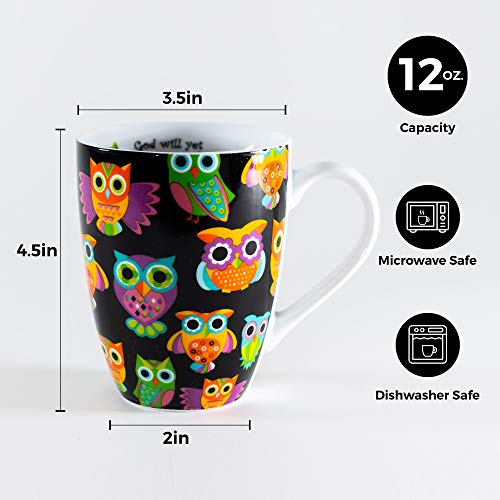 Divinity Boutique 20607 Boxed Mugs, Owl Pattern, 12 ounce - color: Owl Pattern