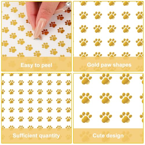 JarThenaAMCS 2400Pcs Mini Puppy Paw Sticker Gold Foil Dog Paw Paper Decal Cute Self-Adhesive Sticker for Planner Reward Envelope Scrapbook DIY Supplies, 0.5 in - style: Dog Paw