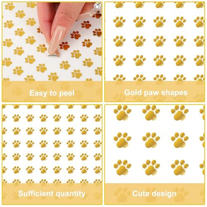 JarThenaAMCS 2400Pcs Mini Puppy Paw Sticker Gold Foil Dog Paw Paper Decal Cute Self-Adhesive Sticker for Planner Reward Envelope Scrapbook DIY Supplies, 0.5 in - style: Dog Paw