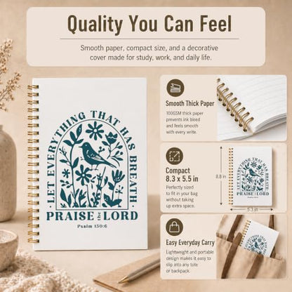 Christian Floral Bird Spiral Notebook 5.5x8.3 Inch - color: pattern-6