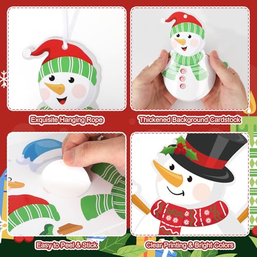 PAIVSUN 24Pcs Christmas Craft Kits, DIY Snowman Stickers Cutouts Ornaments Kit, Make Your Own Christmas Craft for Xmas Tree Decorations Winter Party Handcraft Supplies - style: Snowman