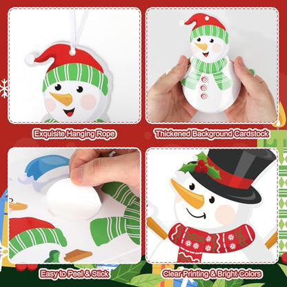 PAIVSUN 24Pcs Christmas Craft Kits, DIY Snowman Stickers Cutouts Ornaments Kit, Make Your Own Christmas Craft for Xmas Tree Decorations Winter Party Handcraft Supplies - style: Snowman
