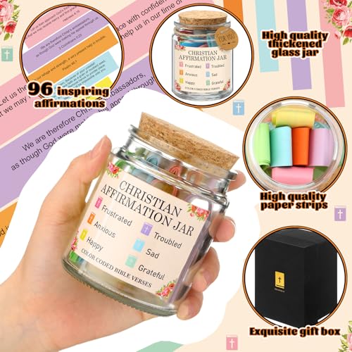 Lunmon Christian Affirmation Jar, Color-coded Bible Verse Note Daily Prayer - style: Affirmation