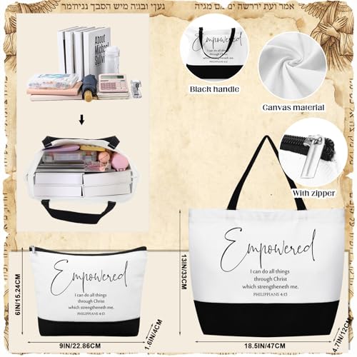 Abbylike Christian Gift Bible Verse Tote Bag Makeup Bag