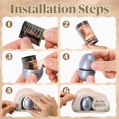 120Pcs Easter Empty Tomb Eggs, 30 Set Resurrection Egg Tomb Card with Cross - color: 30 Set