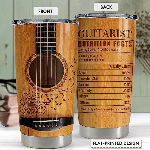 SANDJEST Guitar Tumbler Cup 20oz Insulated Stainless Steel Tumblers Coffee Travel Mug Gift for Musician Players Guitar Lovers - color: Guitar