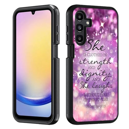 Case for Samsung Galaxy A17 5G / A16 5G, Heavy Duty 3 in 1 Hybrid Hard PC & Soft Silicone [Military Grade] Shockproof Drop Protection Case, Christian Quote Bible Verse Proverbs 31:25 - color: Christian Quote Bible Verse Proverbs 31:25, size: Galaxy A17 5G