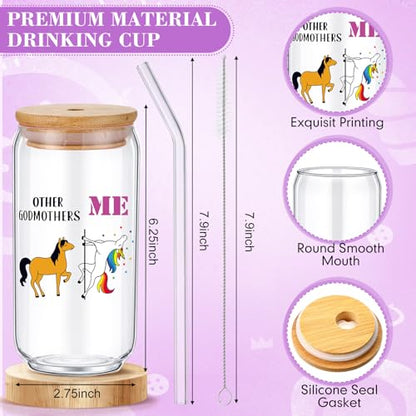 Pickmesh 7 Pack Godmother Gifts for Women Birthday, God-mother Appreciation Gifts from Godchild, Godmother Are a Blessing Tote Bag, Makeup Bag, 16 oz Glass Cup, Socks, Card, Stone Bracelet with Box - style: Godmother