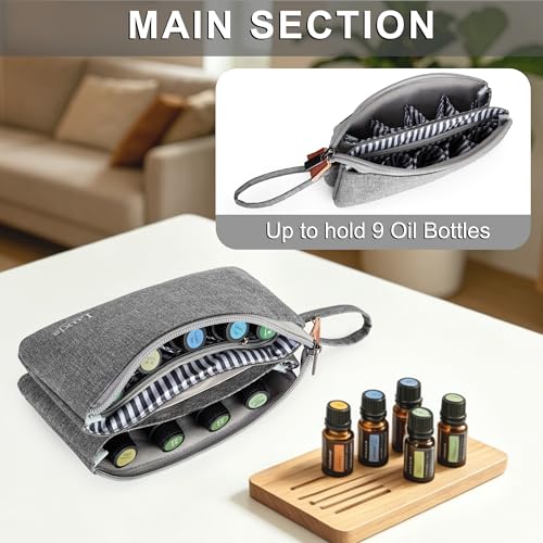 LUXJA Essential Oil Carrying Bag Holds 9 Bottles, Gray - color: Gray, size: double-layer: hold 9 bottles