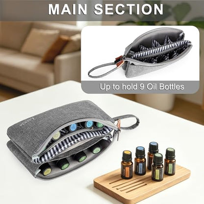LUXJA Essential Oil Carrying Bag Holds 9 Bottles, Gray - color: Gray, size: double-layer: hold 9 bottles