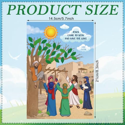 Sabary 24 Sets Zacchaeus Sticker Craft Cards for Sunday School Activities - style: Zacchaeus