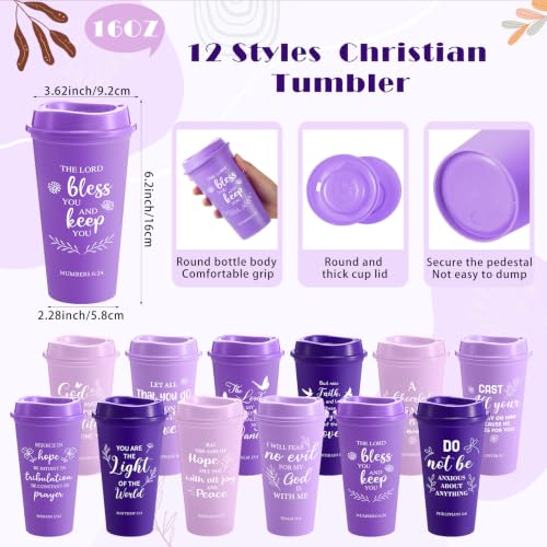Skylety 12 Set Christian Gifts Bulk Scripture Cup Set, Purple Gradient - color: Purple Gradient
