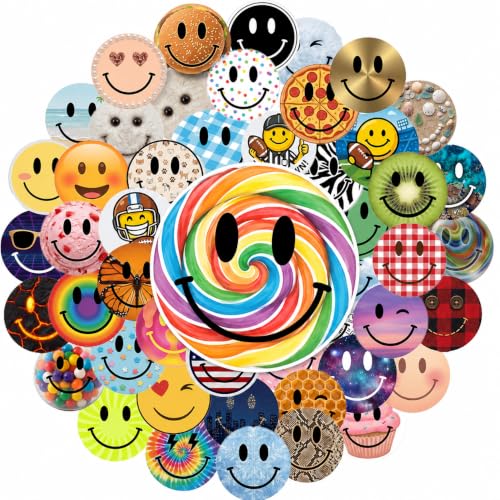 Fun Smiley Face Stickers, 50 Pcs, 2.12 Inch Waterproof Party Pack - color: Fun Smiley