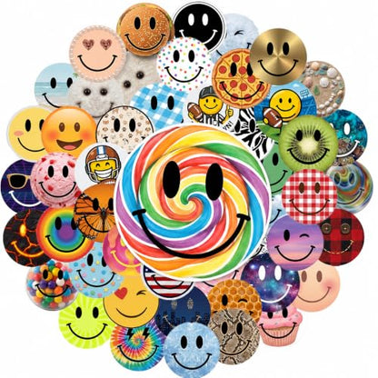 Fun Smiley Face Stickers, 50 Pcs, 2.12 Inch Waterproof Party Pack - color: Fun Smiley