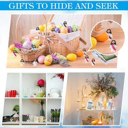 Bememo 50 Sets Christian Gifts Bulk Bible Verse Cards Include Little Jesus Figures Prayer Cards and Organza Bags for Religious Party Favors Sunday Baptism Gifts(Landscape Style,Classic) - color: Classic, style: Landscape Style
