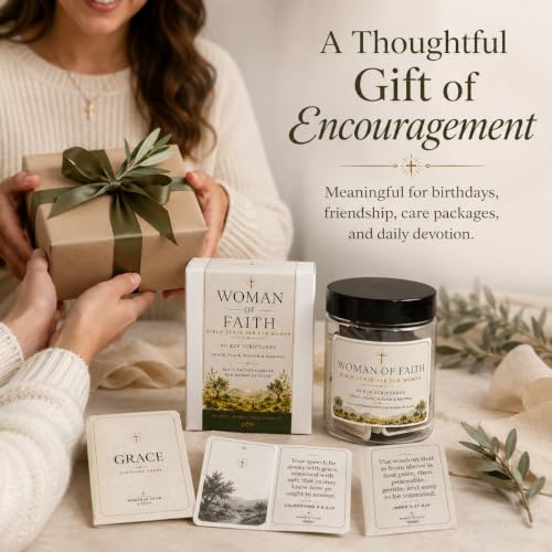 Bible Verse Jar for Women, 60 KJV Scripture Cards, Christian Gift - color: Woman of faith