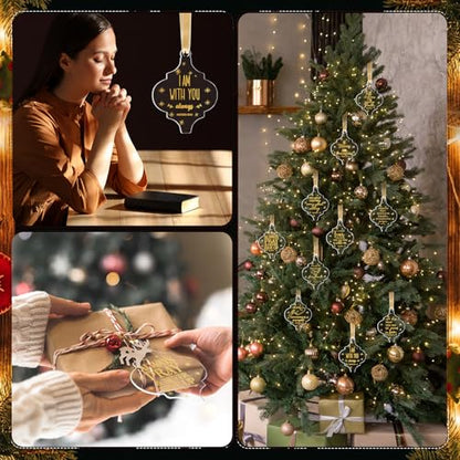 Kasyat 10 Sets Christian Tree Ornaments Bulk Clear with Cards, Classic - style: Classic