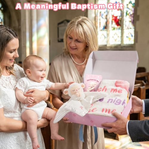 Baptism Gifts for Girl, Loveys for Babies Lamb Security Blanket - color: BABY PINK LAMB