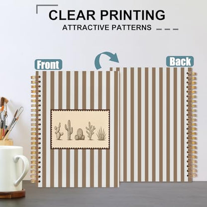 Western Cactus Spiral Notebook 5.5x8.3 - color: White Western Cactus Striped