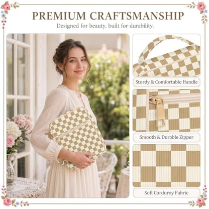 Britimes Bible Cover Case for Women, Bible Cover with Accessories, Brown - color: Brown Checkered