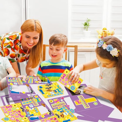 BeYumi Religious Picture Frame Craft - 28Pcs Mother's Day Religious Photo Frame Craft Kit for Kids DIY Cross Picture Holder Christian Sunday School Classroom Home Mother's Day Gift Set Fun Activities