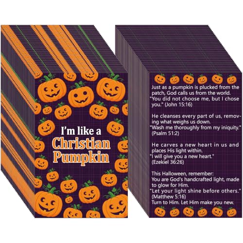 Gospel Tracts for Evangelism, Halloween Scripture Cards for Church - color: I'm like a christian pumpkin