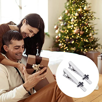 WEBEEDY 2PCS Tie Clip for Men Cross Tie Bars Mens Ties Clips Pin Set Suitable for Business Anniversary Parties Meeting Wedding Gift - style: Crossed Tie Clip