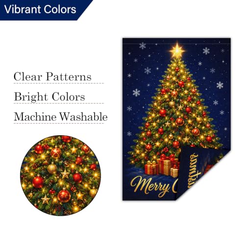 Louise Maelys Merry Christmas Tree Garden Yard Flag 12x18 Inch Small - color: Multi-7