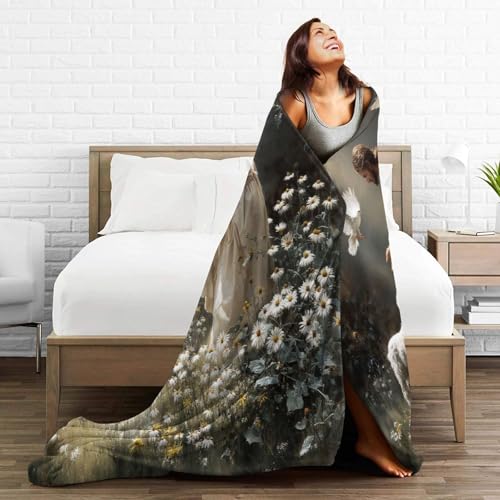Jesus Lamb Blanket Christian Jesus Soft Cozy Throw Blanket Christ Religious God Super Plush Warm Stuff Lightweight Fleece Flannel Blankets Gifts for Women Girls Kids Adults 60"X50" - color: Green Jesus Lamb, size: 60"x50"