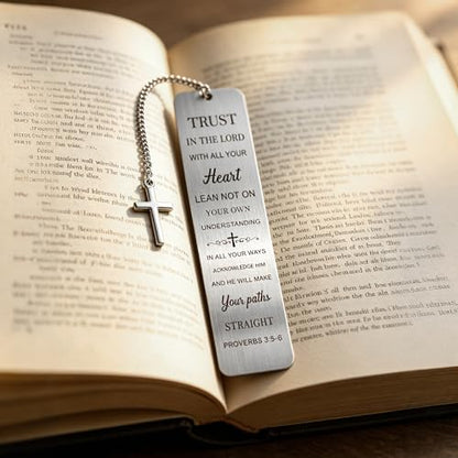 Christian Metal Bible Bookmark, Scripture Page Marker for Bible Study - style: Trust in the Lord