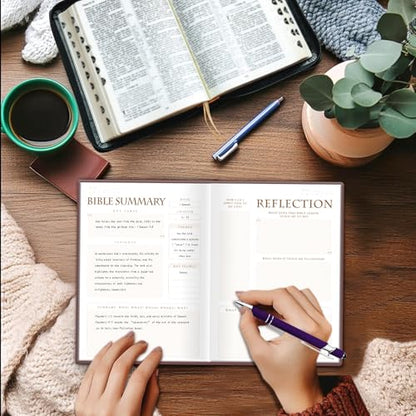 XKDOUS Leather 8.6" Bible Study Journal, Bible Notebook for Women, Purple - color: Gray Purple