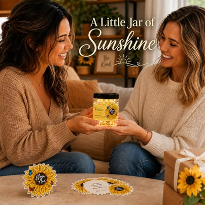 Positive Sunflower Jar with 30 Bible Verse Cards, Christian Gifts for Women - color: Sunflower