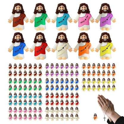 150 Pcs Easter Little Jesus Figures Mini Jesus Figurines Bulk to Hide and Seek Tiny Christ Savior Love You Religious Party Favors for Easter Egg Stuffers Sunday Religious Party Favor Baptism Gifts
