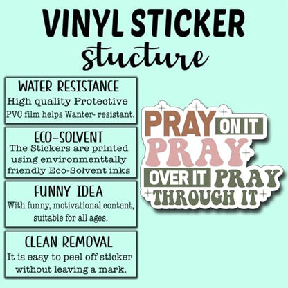 (3Pcs) Pray On It Pray Over It Though It Sticker Christian Inspirational Decals Decorate Books Laptop Phone Water Bottles Kindles Tumbler Waterproof Vinyl Stickers 3 x 2,3'' Inch - color: Pray on It Pray Over It Though It