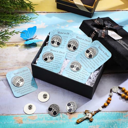 Quelay 30 Sets Rooted in Christ Pins on Card Bulk Religious Bible Verse Rooted in Christ Pins Gifts Christian Enamel Lapel Pin with Card for Man Women Church Gifts Sunday School Party Favor - style: Rooted in Christ