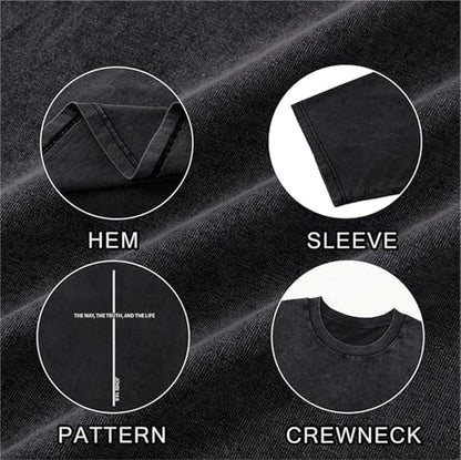 Christian Shirts for Men The Way The Truth The Life Shirt Jesus God Cross Bible Verse Oversized Washed Graphic Tees - color: Black, size: 3X-Large