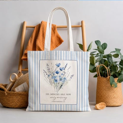 Christian Tote Bag - color: Blue Floral