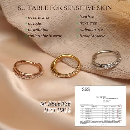 Conch Hoop Earring Conch Piercing Jewelry Cross Nose Ring Earlobe Earring - color: Silver, size: 16G 8mm