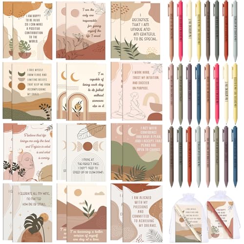 Mooliwe 24 Pcs Affirmation Notebooks Pens Bulk Gifts, Gratitude,Abstract - style: Abstract
