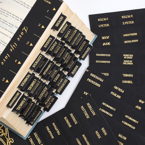 Leather Bible Tabs, Bible Tabs for Women and Men(Gold Foil Lettering) Large Print Stickers, Easy to Read and Apply, 66 Chapters & 14 Blank DIY Labels for Easy Navigation, Christian Accessories(Black) - style: Leather Black