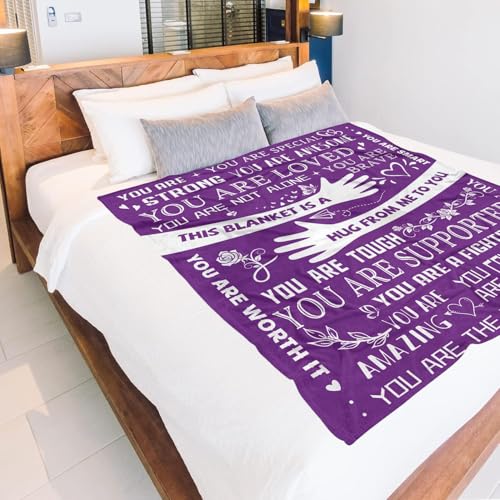 Healing Hug Blanket 60"x50", Encouragement Inspirational Thinking of You Gifts for Women, Chemotherapy Must Haves, Get Well Gifts for Women After Surgery, Purple - color: You Are-purple
