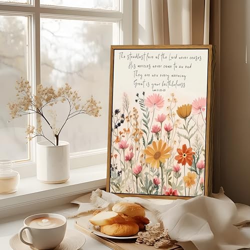 Wildflower Serenity Prayer Wall Art Floating Framed 16x24 Inch - color: Lamentations-PS, size: 24"L x 16"W
