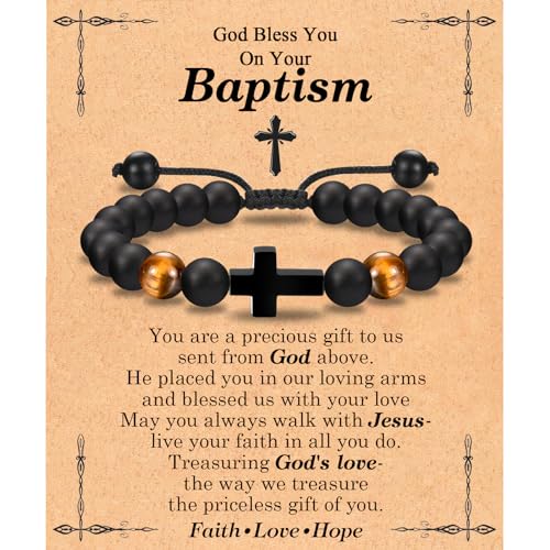 EFVISD Cross Bracelet Gifts for Boys Girls Christian Religious Gifts - color: Baptism -Boys